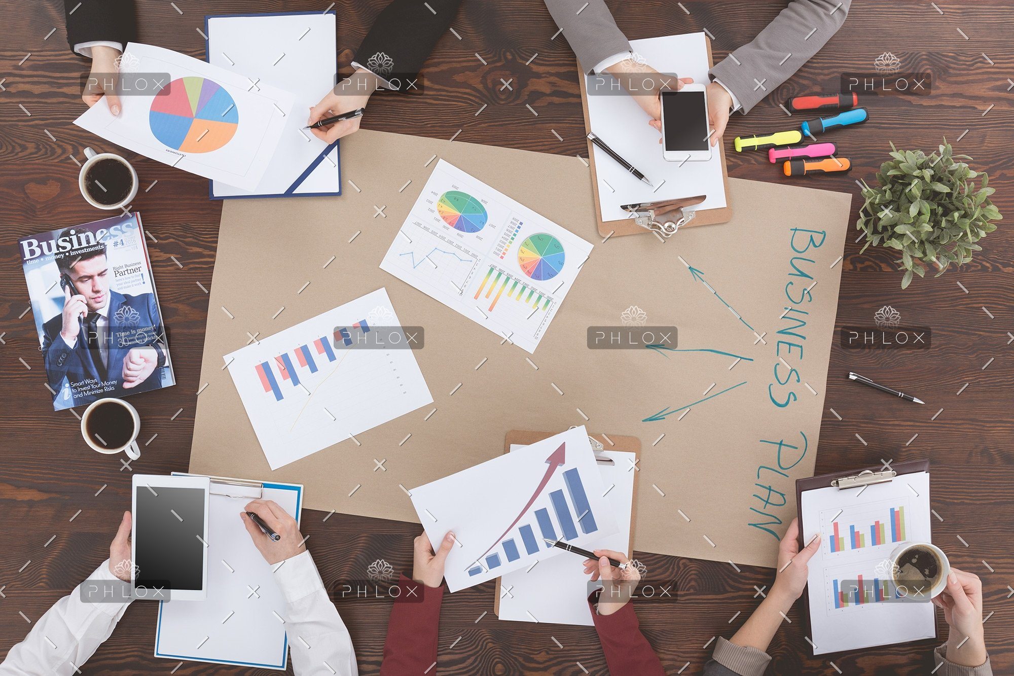 Digital Marketing People Preparing Business Plan PMM9WH8